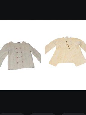 Girl's Cotton Sweater Lot of 2 Cream Stitch Button Details 3T Tahari